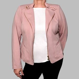 Torrid Pink Moto Jacket Rose‎ Gold Zipper Studs Blazer Plus Size 0X